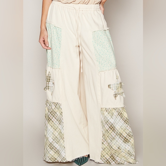 POL Pants - 093 🎁 POL "The Meadowmist" Wide Leg Patchwork Pants